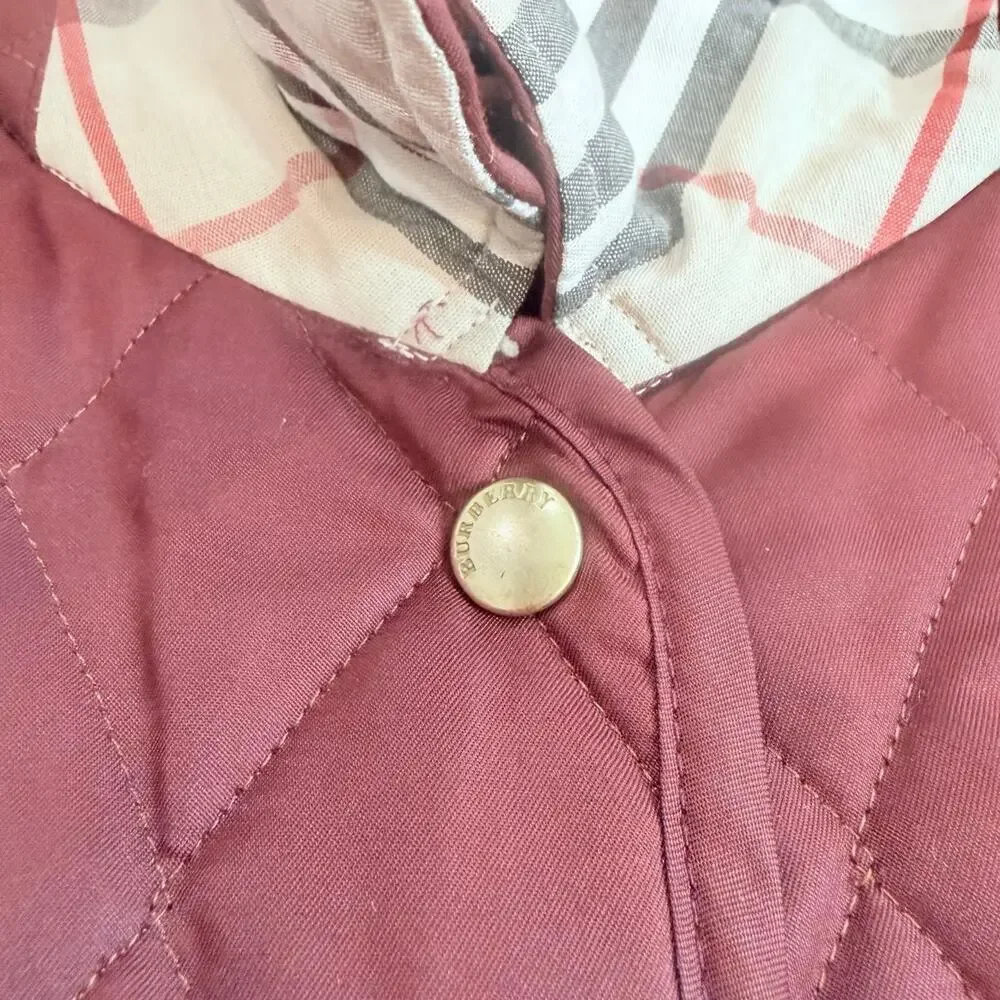 Burberry London quilted jacket diamond Nova check crimson made in England wmns M - Picture 14 of 16